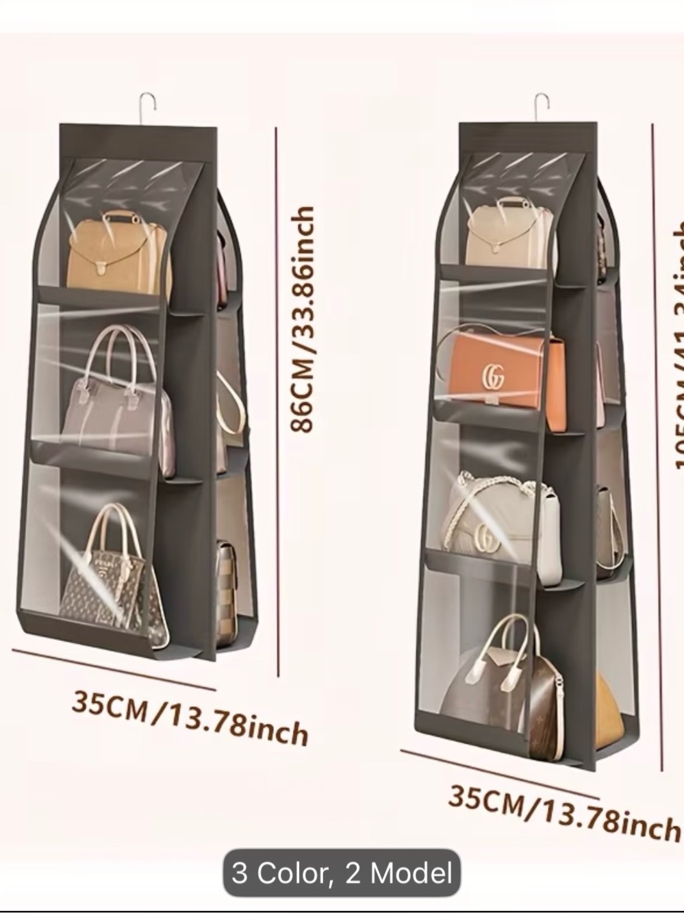 Overdoor Hanging Handbag Organizer - Gray